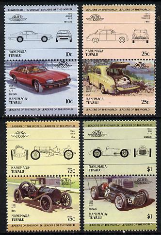Tuvalu - Nanumaga 1985 Cars #3 (Leaders of the World) set of 8 unmounted mint, stamps on cars    brm       kaiser    jaguar    