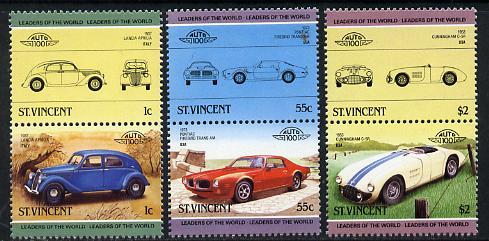 St Vincent 1985 Cars #3 (Leaders of the World) set of 6 unmounted mint SG 862-67, stamps on , stamps on  stamps on cars      lancia     cunningham    pontiac