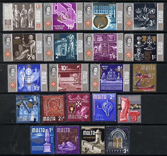 Malta 1965-70 Historical definitive set complete 1/2d to A31 unmounted mint, SG 330-48, stamps on , stamps on  stamps on history