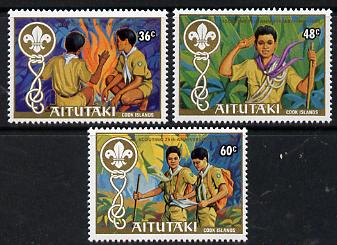 Cook Islands - Aitutaki 1983 75th Anniversary of Scouting set of 3 unmounted mint, SG 434-46*, stamps on , stamps on  stamps on scouts, stamps on knots