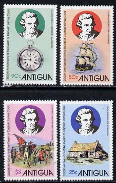 Antigua 1979 Death Bicentenary of Capt Cook set of 4 unmounted mint, SG 622-25*, stamps on , stamps on  stamps on explorers      cook     personalities    death