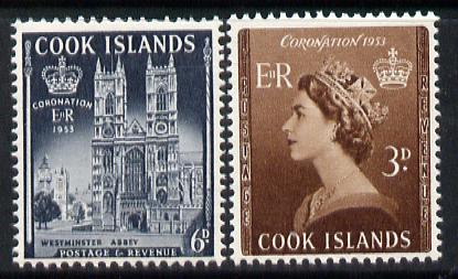 Cook Islands 1953 Coronation set of 2 unmounted mint, SG 160-61*, stamps on , stamps on  stamps on royalty    coronation