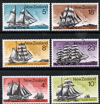 New Zealand 1975 Historic Sailing Ships set of 6 unmounted mint, SG 1069-74*, stamps on , stamps on  stamps on ships, stamps on  stamps on sailing