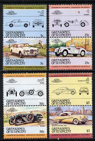 St Vincent - Grenadines 1984 Cars #1 (Leaders of the World) set of 8 unmounted mint, SG 339-46, stamps on cars    buick    frazer nash    bmw    facel vega