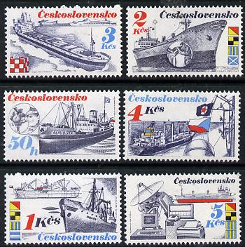 Czechoslovakia 1989 Shipping set of 6 unmounted mint, SG 2969-74, Mi 2994-99, stamps on , stamps on  stamps on ships, stamps on  stamps on computers, stamps on  stamps on navigation