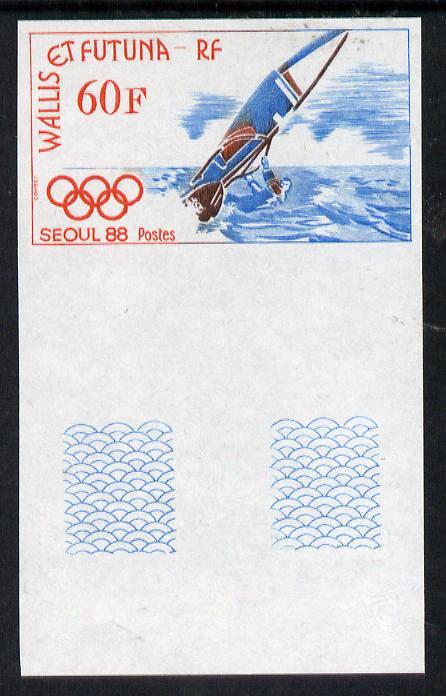 Wallis & Futuna 1988 Seoul Olympics 60f (Wind Surfing) imperf proof from limited printing, as SG 537