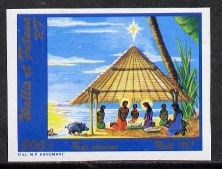 Wallis & Futuna 1987 Christmas (Nativity Scene with Pig) imperf proof from limited printing, as SG 527*, stamps on christmas, stamps on pigs, stamps on swine, stamps on bethlehem