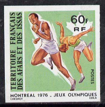 French Afars & Issas 1976 Montreal Olympics 60f Running imperf from limited printing unmounted mint, as SG 671*, stamps on sport       running    olympics
