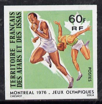 French Afars & Issas 1976 Montreal Olympics 60f Running imperf from limited printing unmounted mint, as SG 671*, stamps on , stamps on  stamps on sport       running    olympics