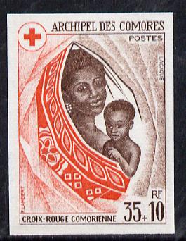 Comoro Islands 1974 Red Cross Fund 35f + 10f imperf from limited printing, unmounted mint as SG 156*, stamps on , stamps on  stamps on red cross    medical