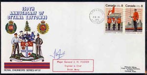 Canada 1976 150th Anniversary of Ottawa illustrated commem cover with  Royal Military College se-tenant pair with special CFPO cancel signed by Maj Gen J H Foster, Engine...