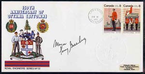 Canada 1976 150th Anniversary of Ottawa illustrated commem cover with  Royal Military College se-tenant pair with special CFPO cancel signed by Mayor of Ottawa and impres..., stamps on militaria