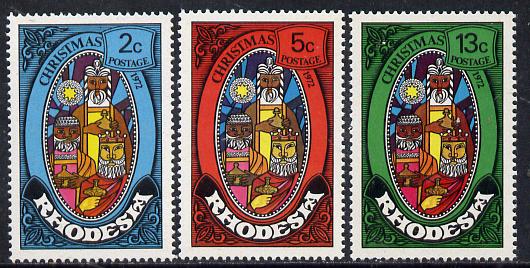 Rhodesia 1972 Christmas set of 3 unmounted mint, SG 477-79*, stamps on , stamps on  stamps on christmas