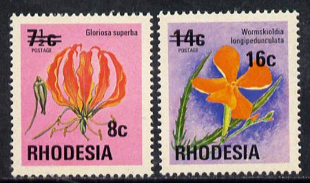 Rhodesia 1978 Surcharges set of 2 Flowers unmounted mint, SG 526-27*, stamps on , stamps on  stamps on flowers