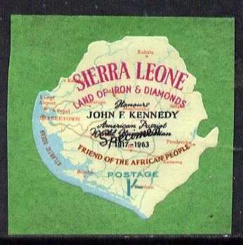 Sierra Leone 1964 Kennedy inscription on 1s Map with scarce SPECIMEN opt (publicity proof) unmounted mint as SG 303, stamps on kennedy    personalities    maps