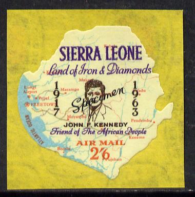 Sierra Leone 1964 Kennedy inscription on 2s6d Map with scarce SPECIMEN opt (publicity proof) unmounted mint as SG 309, stamps on , stamps on  stamps on kennedy    personalities    maps