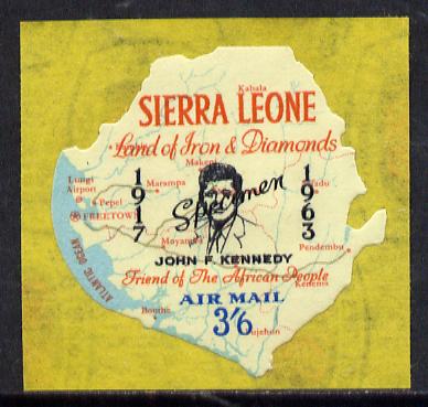 Sierra Leone 1964 Kennedy inscription on 3s6d Map with scarce SPECIMEN opt (publicity proof) unmounted mint as SG 310, stamps on , stamps on  stamps on kennedy    personalities    maps