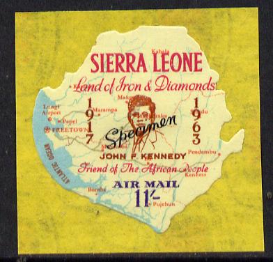 Sierra Leone 1964 Kennedy inscription on 11s Map with scarce SPECIMEN opt (publicity proof) unmounted mint as SG 312, stamps on kennedy    personalities    maps