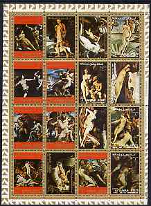 Ajman 1972 Paintings of Nudes, perf set of 16 unmounted mint, Mi 2555-70A, stamps on , stamps on  stamps on arts, stamps on  stamps on nudes