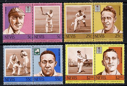Nevis 1984 Cricketers #1 (Leaders of the World) set of 8 unmounted mint SG 211-18, stamps on , stamps on  stamps on cricket, stamps on sport