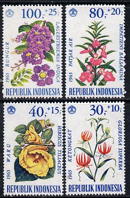 Indonesia 1965 Flowers set of 4 unmounted mint, SG 1064-67*, stamps on flowers