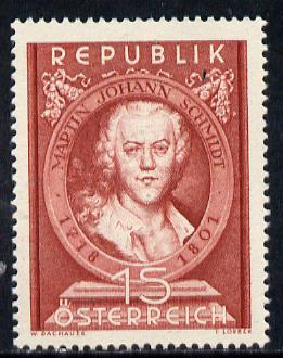 Austria 1951 Birth Anniversary of Schmidt (Painter) Mi 965, SG 1230, stamps on arts     personalities