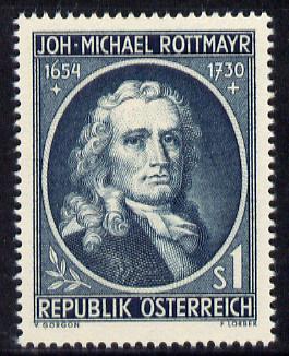 Austria 1954 Death Tercentenary of Rottmayr von Rosenbrunn (Painter) Mi 1007, SG 1263, stamps on , stamps on  stamps on arts     personalities    death