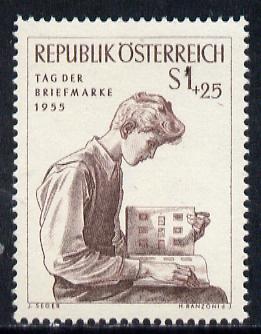 Austria 1955 Stamp Day, Mi 1023, SG 1280, stamps on stamp centenary, stamps on stamp on stamp, stamps on stamponstamp