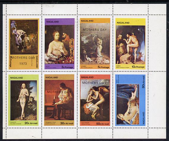 Nagaland 1973 Paintings of Nudes (optd Mothers Day 1973) perf  set of 8 values (2c to 80c) unmounted mint , stamps on arts      nudes      women