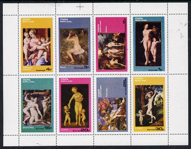 Staffa 1974 Paintings of Nudes perf  set of 8 values (1p to 30p) unmounted mint, stamps on arts      nudes 