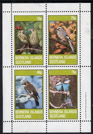 Bernera 1981 Birds #02 (Jay, Thrush, etc) perf  set of 4 values (10p to 75p) unmounted mint, stamps on , stamps on  stamps on birds