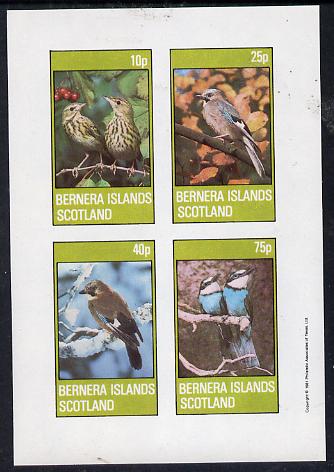 Bernera 1981 Birds #02 (Jay, Thrush, etc) imperf  set of 4 values (10p to 75p) unmounted mint, stamps on , stamps on  stamps on birds