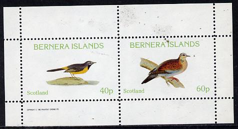 Bernera 1982 Birds #08 (Wagtail & Dove) perf  set of 2 values (40p & 60p) unmounted mint, stamps on , stamps on  stamps on birds, stamps on doves