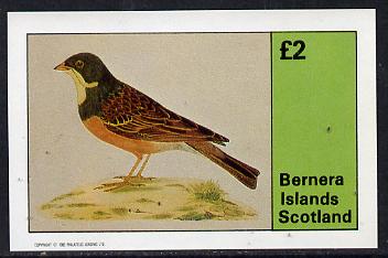 Bernera 1982 Birds #08 (Yellowthroat) imperf deluxe sheet (£2 value) unmounted mint, stamps on birds