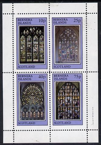 Bernera 1981 Stained Glass Church Windows perf  set of 4 values (10p to 75p) unmounted mint, stamps on , stamps on  stamps on churches   stained glass