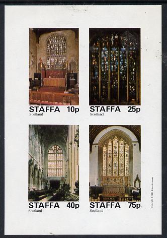 Staffa 1981 Stained Glass Church Windows imperf  set of 4 values (10p to 75p) unmounted mint, stamps on , stamps on  stamps on churches    stained glass