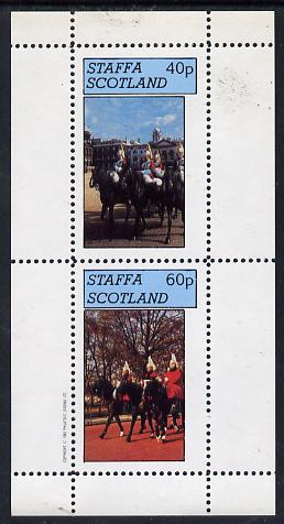 Staffa 1982 Horseguards perf  set of 2 values (40p & 60p) unmounted mint, stamps on , stamps on  stamps on militaria, stamps on  stamps on horses