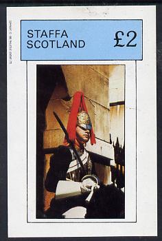Staffa 1982 Horseguards imperf deluxe sheet (£2 value) unmounted mint, stamps on militaria, stamps on horses