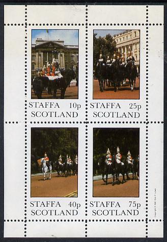 Staffa 1981 Horseguards perf  set of 4 values (10p to 75p) unmounted mint, stamps on , stamps on  stamps on militaria, stamps on  stamps on horses