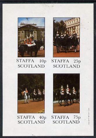 Staffa 1981 Horseguards imperf  set of 4 values (10p to 75p) unmounted mint , stamps on , stamps on  stamps on militaria, stamps on  stamps on horses