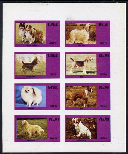 Nagaland 1973 Dogs imperf  set of 8 values (5c to 50c) unmounted mint , stamps on , stamps on  stamps on dogs   sheepdog   afghan   terrier   beagle   pomeranian   boxer   retriever   russell