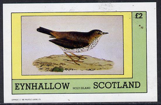 Eynhallow 1982 Thrush imperf deluxe sheet (£2 value) unmounted mint, stamps on birds