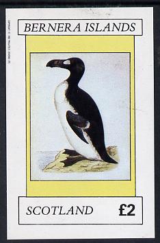 Bernera 1982 Sea Birds imperf deluxe sheet (£2 value) unmounted mint, stamps on birds