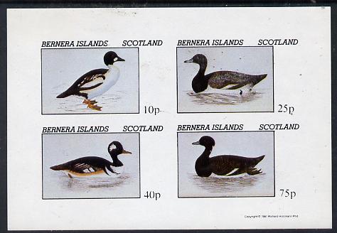 Bernera 1981 Ducks #1 imperf  set of 4 values (10p to 75p) unmounted mint , stamps on birds