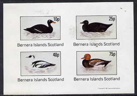 Bernera 1981 Ducks #2 imperf  set of 4 values (10p to 75p) unmounted mint , stamps on , stamps on  stamps on birds