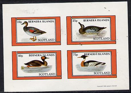 Bernera 1981 Ducks #3 imperf  set of 4 values (10p to 75p) unmounted mint, stamps on , stamps on  stamps on birds