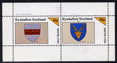 Eynhallow 1982 Heraldry (Disney & MacKenzie) perf  set of 2 values (40p & 60p) unmounted mint, stamps on , stamps on  stamps on heraldry, stamps on  stamps on arms, stamps on  stamps on disney, stamps on  stamps on deer, stamps on  stamps on scots, stamps on  stamps on scotland