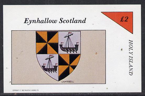 Eynhallow 1982 Heraldry (Campbell) imperf deluxe sheet (£2 value) unmounted mint, stamps on heraldry, stamps on arms  vikings