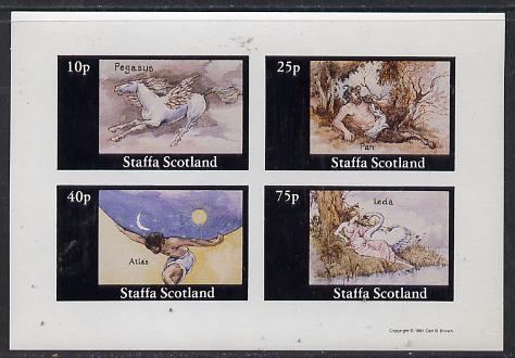 Staffa 1981 Signs of the Zodiac (Pegasus, Pan etc) imperf  set of 4 values (10p to 75p) unmounted mint, stamps on , stamps on  stamps on space, stamps on mythology, stamps on astrology, stamps on ancient greece, stamps on zodiac, stamps on astronomy, stamps on  stamps on zodiacs