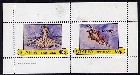 Staffa 1982 Mythology (Venus on Shell & Mercury) perf  set of 2 values (40p & 60p) unmounted mint, stamps on , stamps on  stamps on mythology    shells